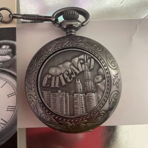 Vintage Pocket Watch with Chicago Skyline